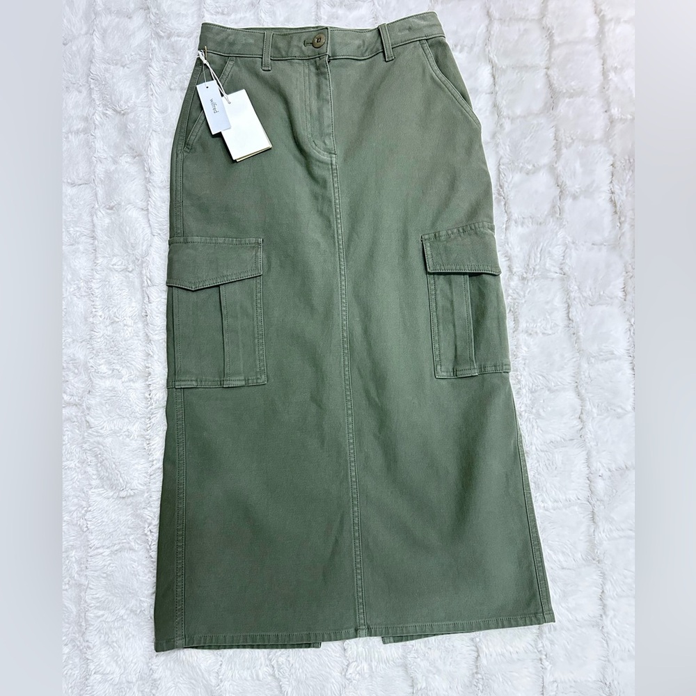 Wilfred Women’s Green Free Ether High-Rise Maxi Cargo Skirt Size 00‎